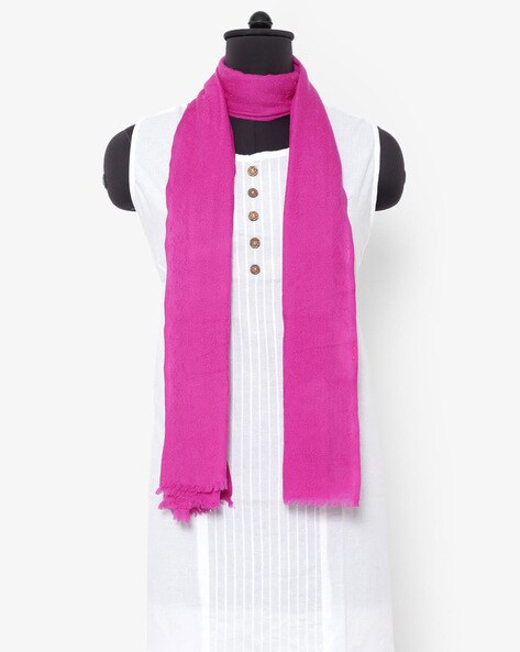 Pure Wool Stole with Frayed Border Price in India