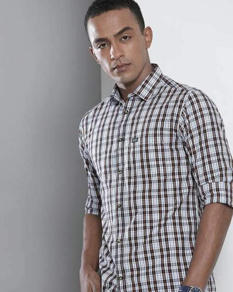 Black and white check shirt mens india Clearance