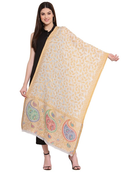 Printed Shawl with Paisley Border Price in India