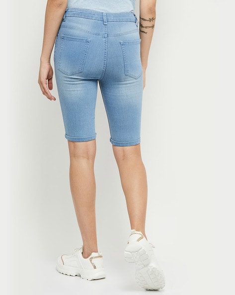 Buy Solid Women LightBlue Denim Shorts Online at Best Prices in