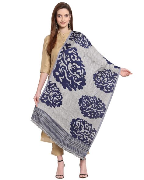 Floral Shawl with Fringes Price in India