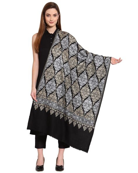 Floral Shawl with Frayed Hemline Price in India
