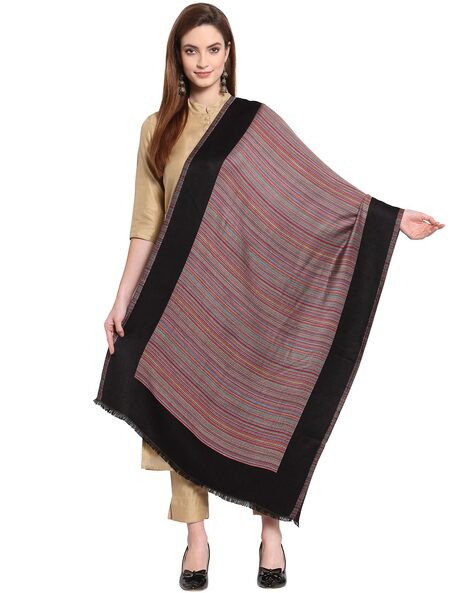 Striped Shawl with Contrast Border Price in India