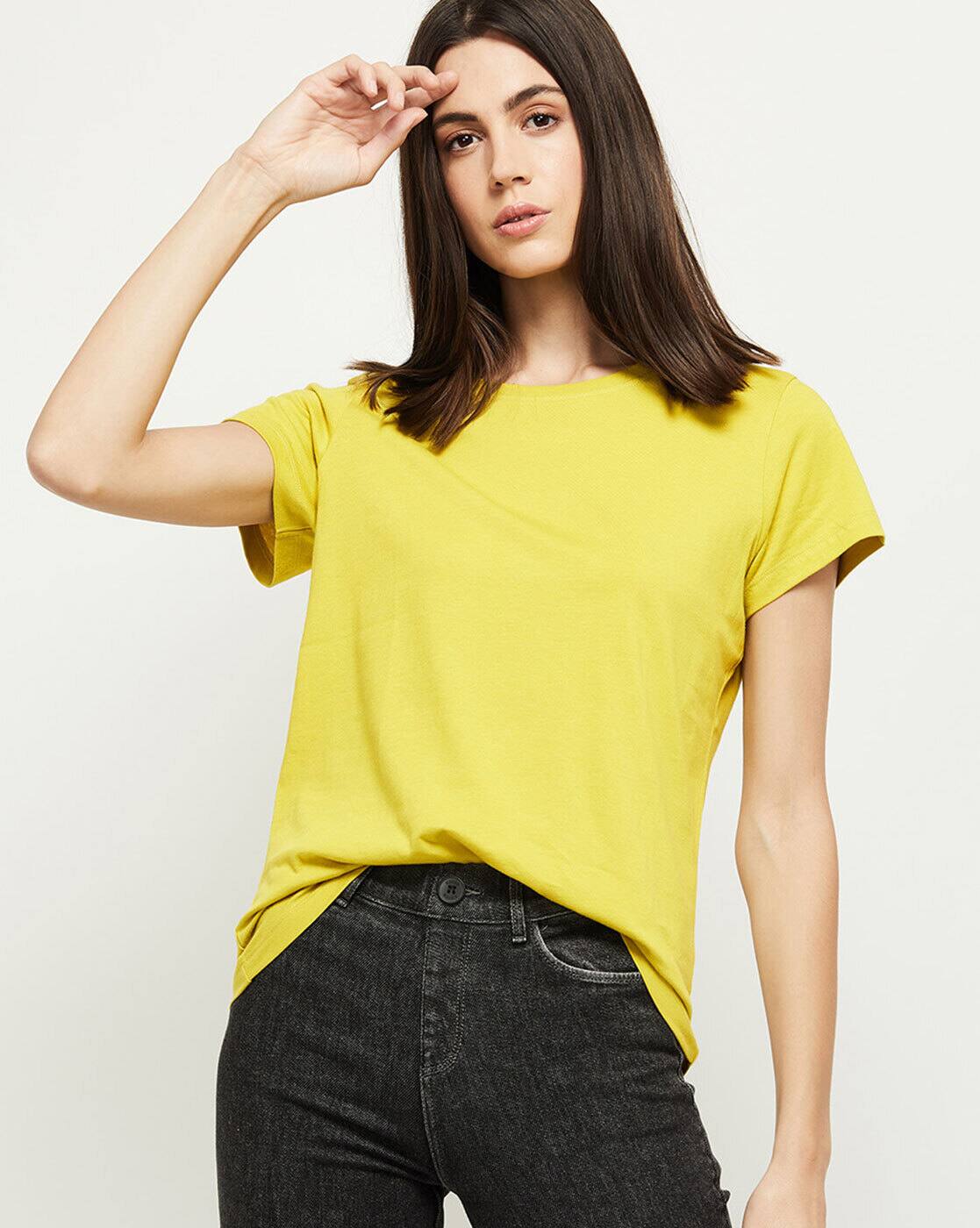 Buy Lemon Yellow Tshirts for Women by MAX Online | Ajio.com