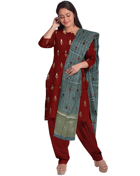 Chanderi Silk Unstitched Dress Material Price in India