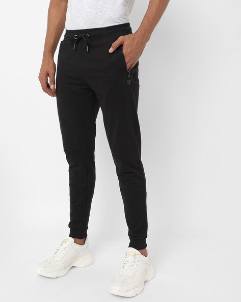 slim fit black tracksuit bottoms