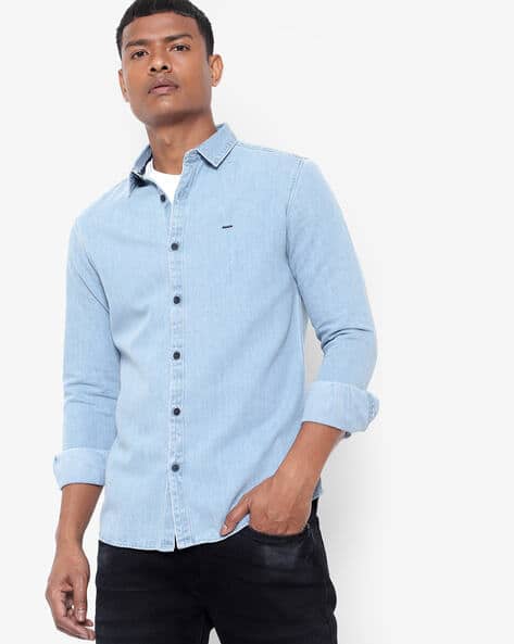 Buy Light Blue Shirts for Men by SPYKAR 