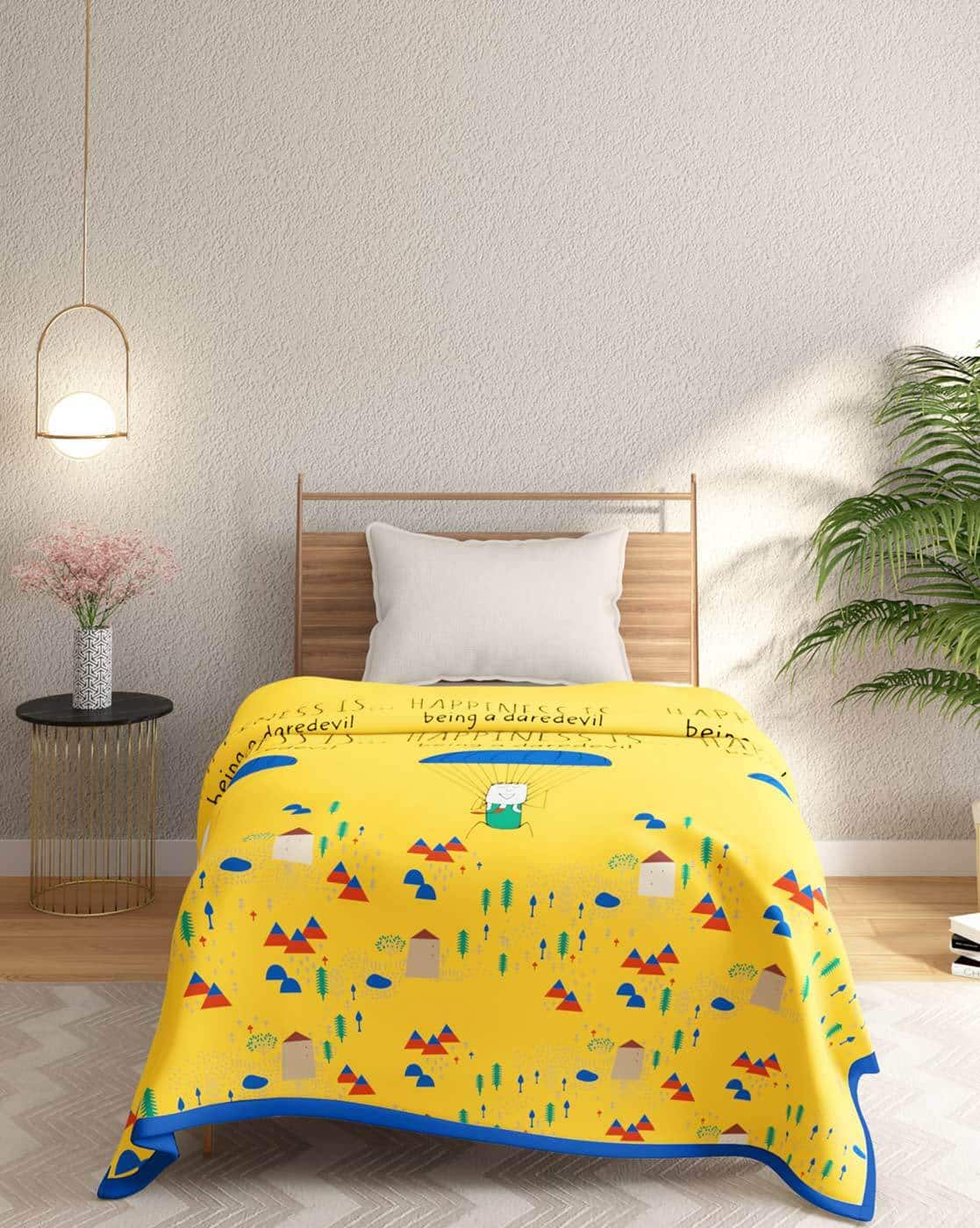 Buy Yellow Blankets, Dohars & Quilts for Home & Kitchen by PORTICO