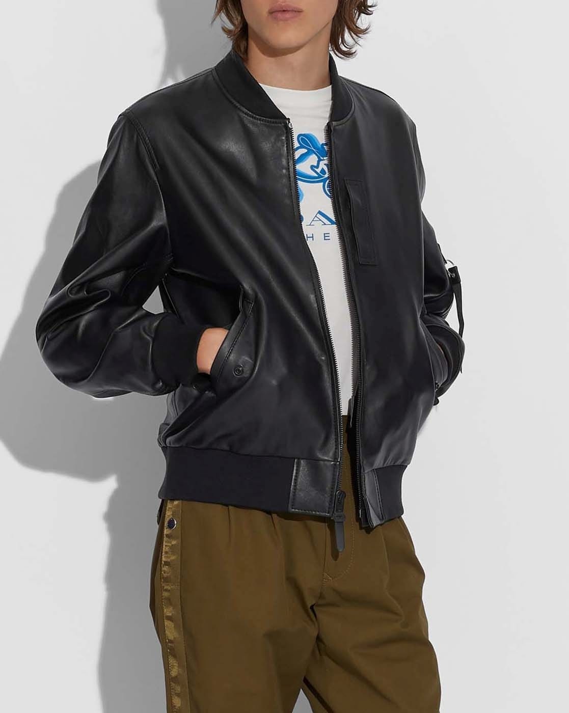 Coach leather outlet biker jacket