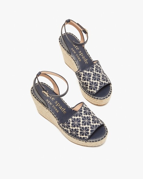 Buy KATE SPADE Fab Spade Flower Jacquard Espadrille Wedges | Taupe & Navy  Color Women | AJIO LUXE