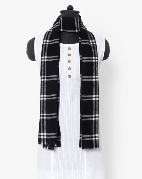 Checked Stole with Frayed Edges Price in India
