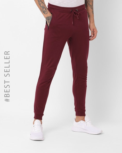 Buy Wine Red Track Pants for Men by Uniquest Online Ajio