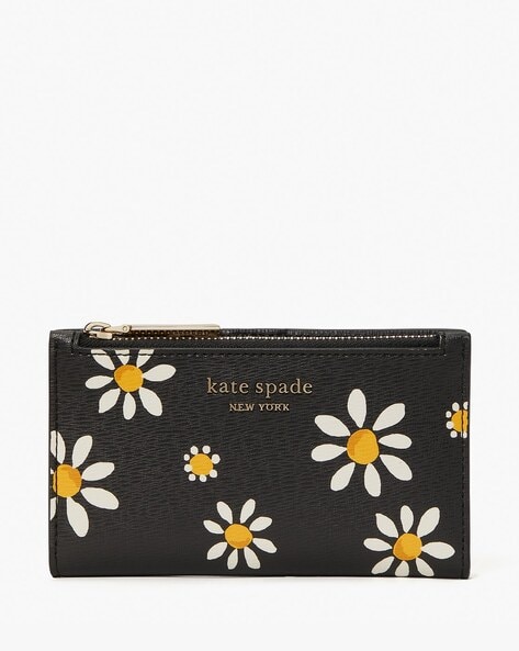 Buy KATE SPADE Spencer Daisy Dots Slim Bi-Fold Wallet | Black Color Women |  AJIO LUXE