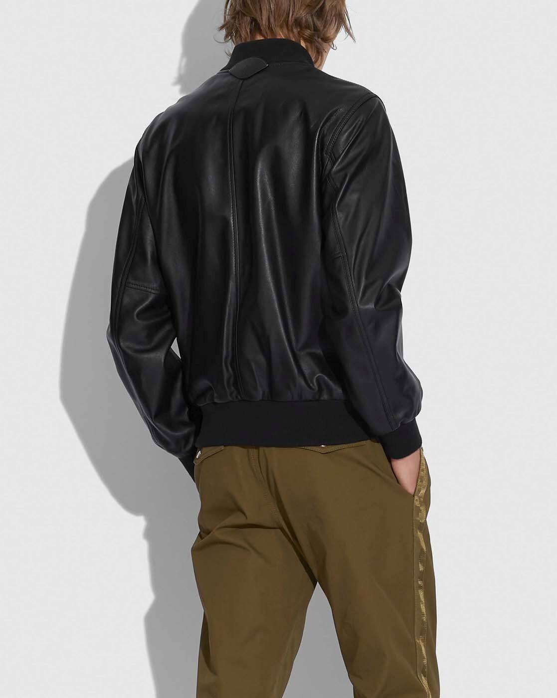 Buy Coach Leather Ma 1 Biker Jacket | Black Color Men | AJIO LUXE