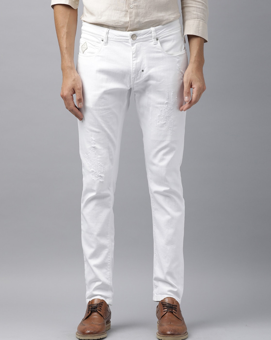 white straight jeans for men