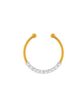 p.c. chandra jewellers Yellow Gold American Diamond-Studded Nosepin-picture-14