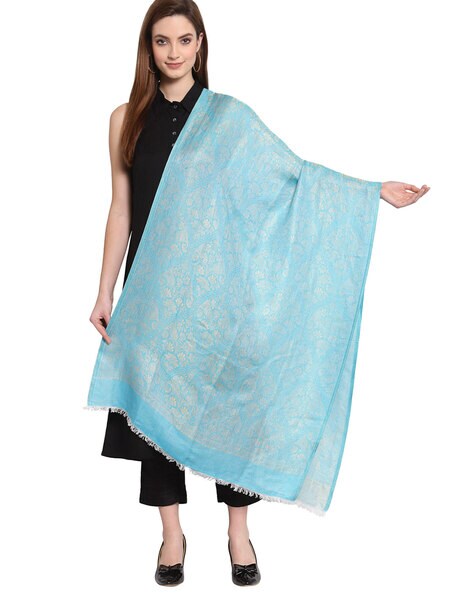 Floral Shawl with Frayed Hemline Price in India