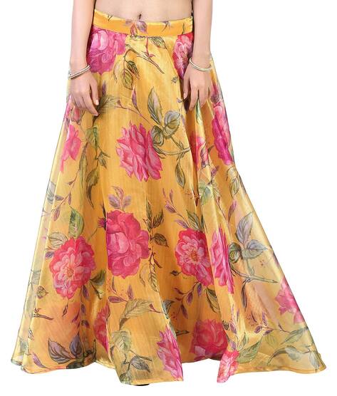 Yellow floral deals long skirt