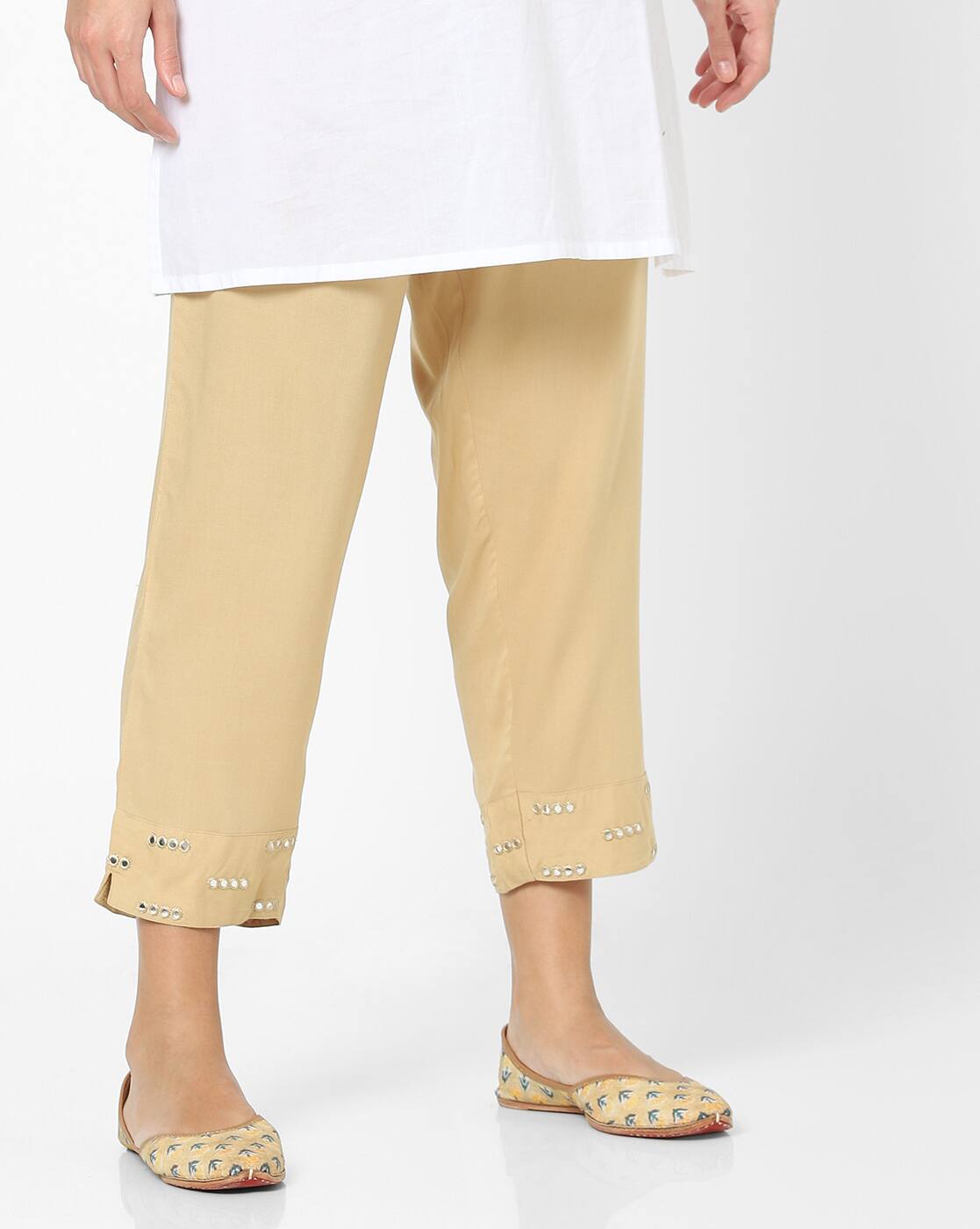 Buy AVAASA MIX N' MATCH Ankle-Length Pants with Embel Online