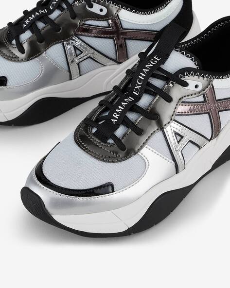 Armani exchange hot sale silver sneakers