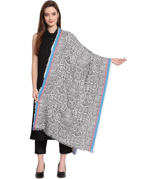 Animal Print Shawl with Frayed Edges Price in India