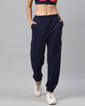 navy blue cuffed track pants