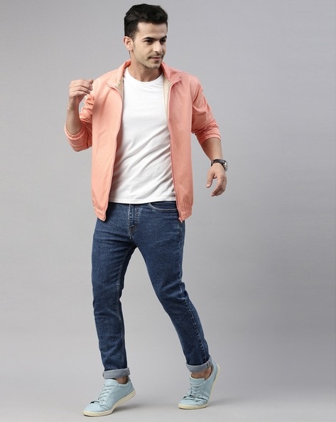 Peach denim outlet jacket mens