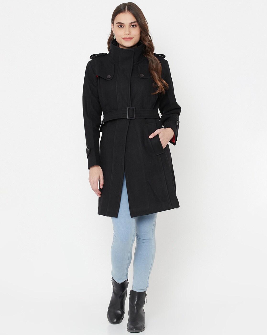 Black high neck on sale coat