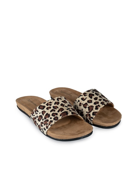 luigi' women's strappy flat sandals – leopard print cowhide | habbot