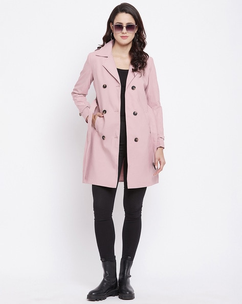 pink double breasted trench coat