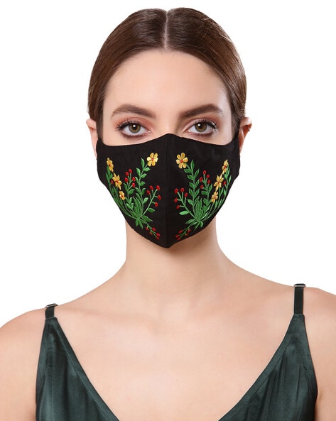 Floral Embroidered Face Mask