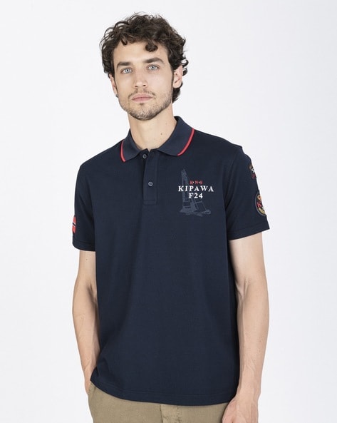 navy knitted polo