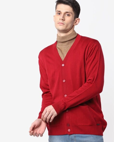 V-neck Cardigan with Patch Pockets