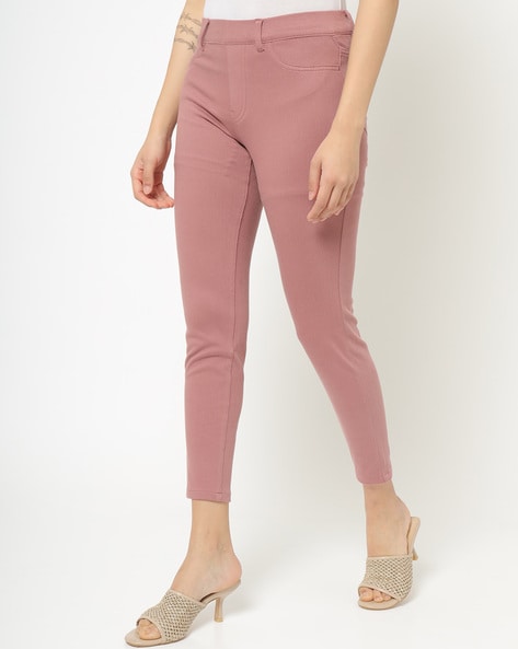 Women Pink Viscose Solid Trouser