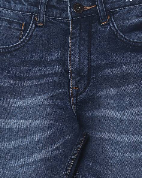 Washed Slim Fit Jeans with Whiskers view 3