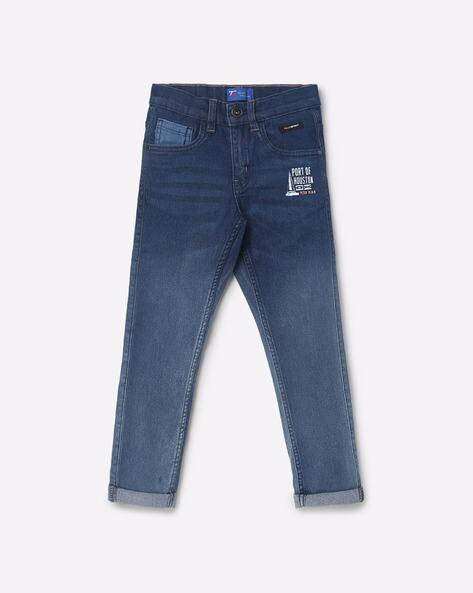 Washed Straight Jeans with 5-pocket Styling