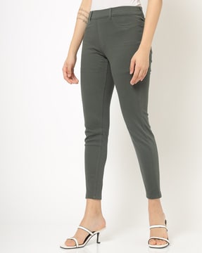 Buy MADAME White Skinny Fit Mid Rise Trousers for Women Online  Tata CLiQ
