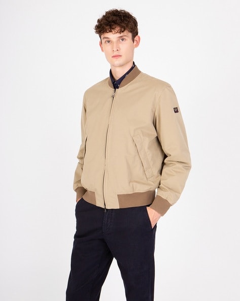 Bomber Jacket Beige Ottoman Cotton Blend