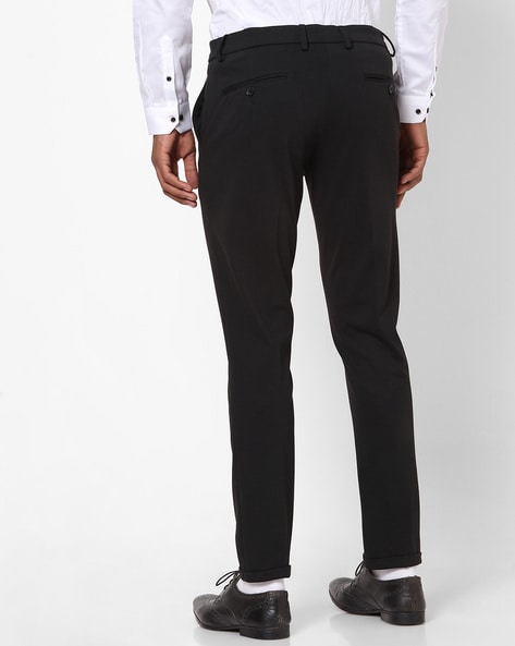 Men Grey Smart Slim Fit Solid Formal Trousers  ManQ