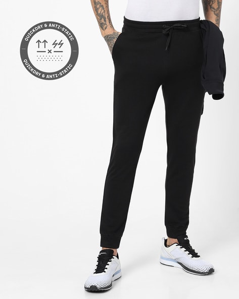 Mid-Rise Track Pants with Elasticated Drawstring Waist
