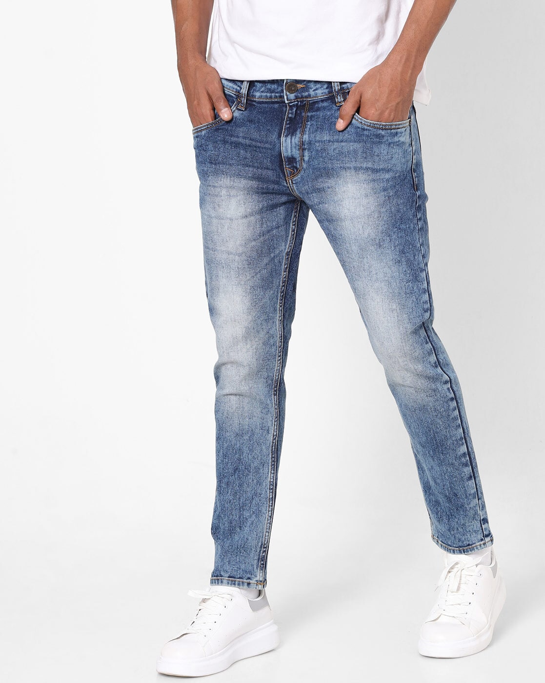 Selected Homme Jeans In Tapered Fit With Cropped Leg  Blue  Cropped jeans  men Mens jeans fit White jeans men