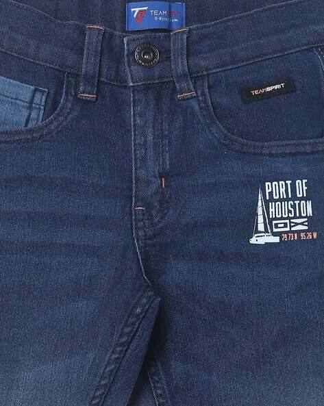 Washed Straight Jeans with 5-pocket Styling view 3