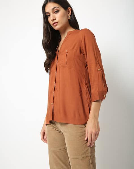Button-Front Shirt with Patch Pockets