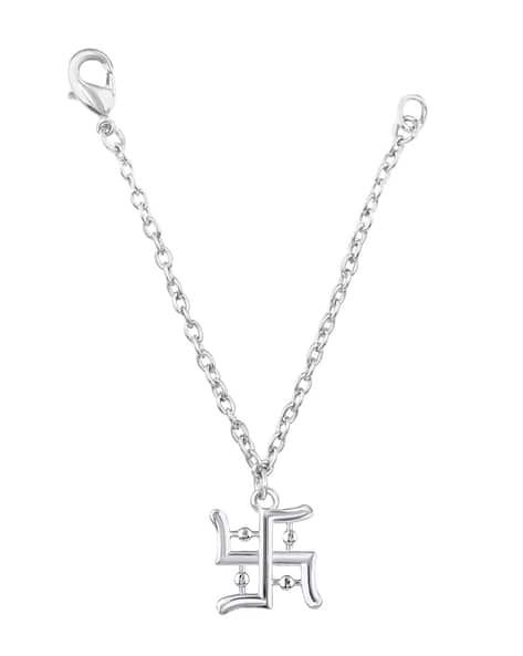 MAHI Rhodium-Plated Swastik Watch Charm