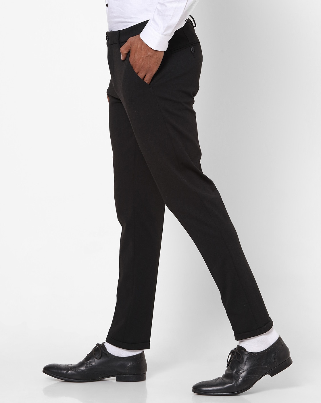 Lars Amadeus Men's Formal Cropped Pants Solid Color Flat Front Dress  Trousers - Walmart.com