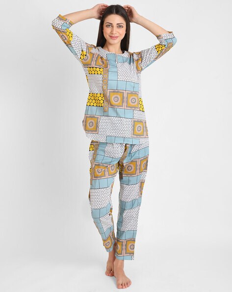 Night Suit for Ladies – Printed Cotton Women Night Suit Set – koochi Poochi