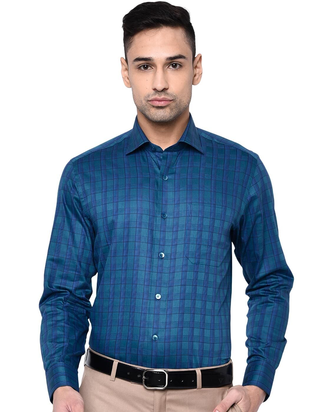 Buy Peacock Blue Shirts for Men by Metal Online | Ajio.com