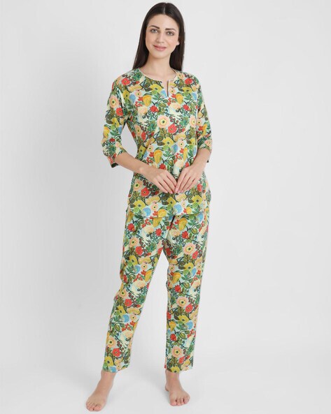 Night Suit for Ladies – Printed Cotton Women Night Suit Set – koochi Poochi