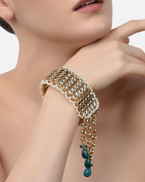 Buy Zaveri Pearls Green Beads Multi Strand Choker Necklace Earring &  Bracelet Set-ZPFK13762 Online