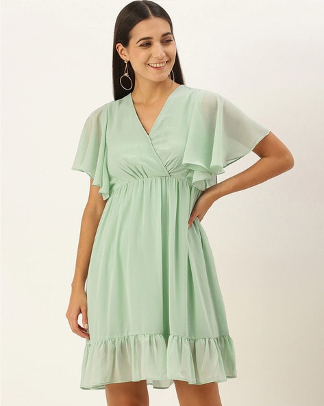 mint green bell sleeve dress